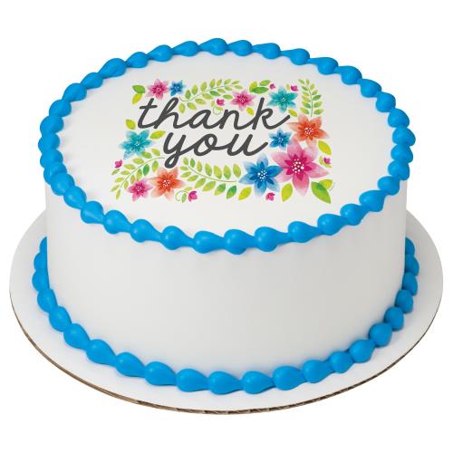 Thank You, Flowers Round Cake 197